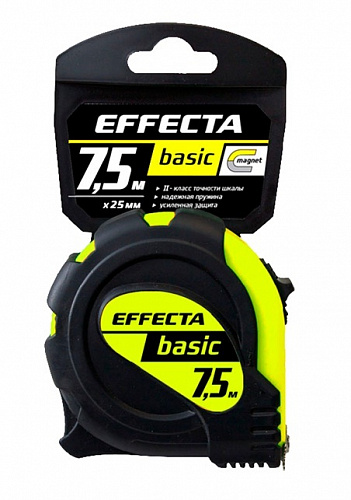 Рулетка с магнитом, 7,5 м x 25 мм//EFFECTA Basic