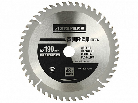 Пильный диск по дереву 190 х 20 х 48Т Super-Line// Stayer Master